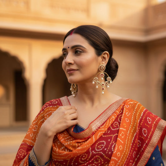 Jharoka Crescent Ruby Luxe Earrings