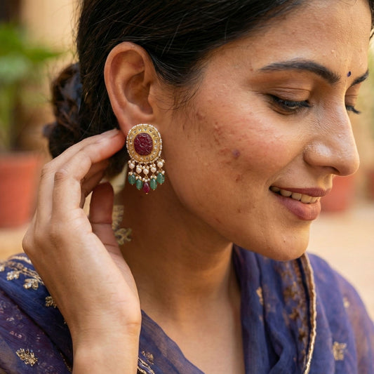 Jharoka Elliptical Opulent Studs