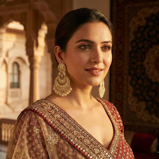 Jharoka Moonflower Amber Earrings