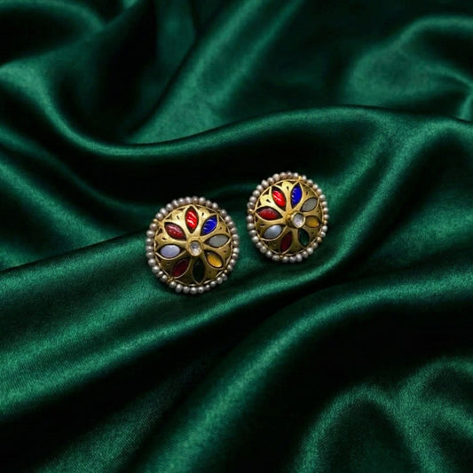 Jharoka Round Colorful Earrings