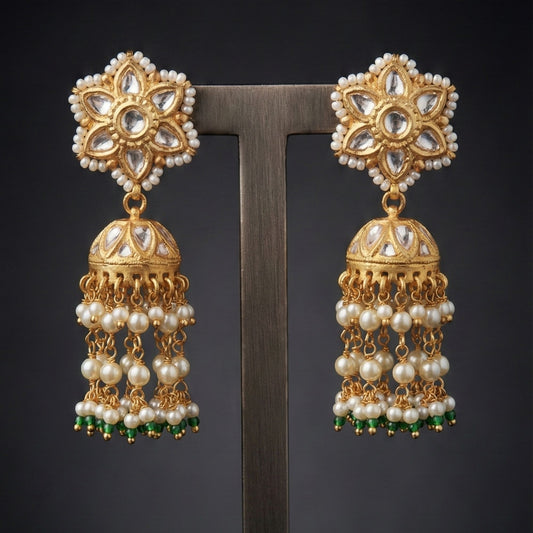 Jharoka Star Golden Sheen Danglers