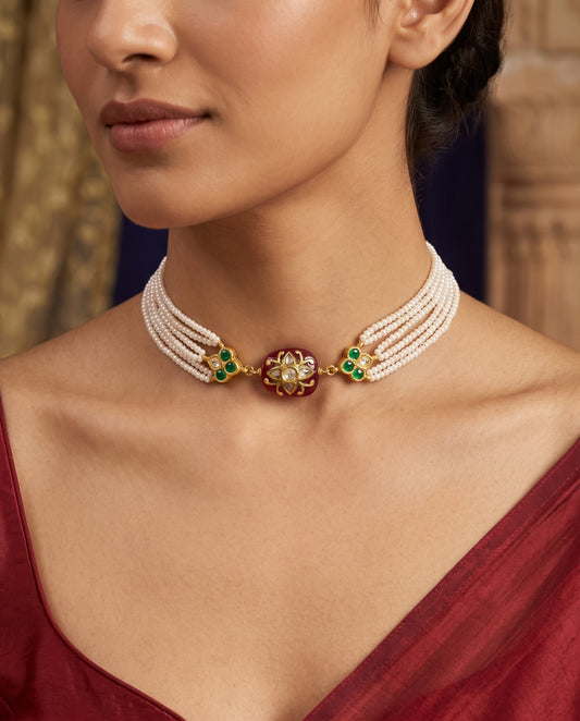 Handcrafted 22kt Gold Polki Rakhi Design 7 with Certified Syndicate Polki for Raksha Bandhan in Thapa Work