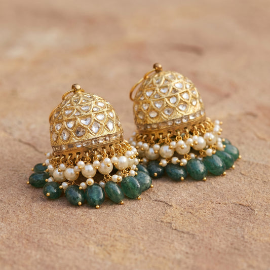 Jharoka White jhumkas | Vama Gears
