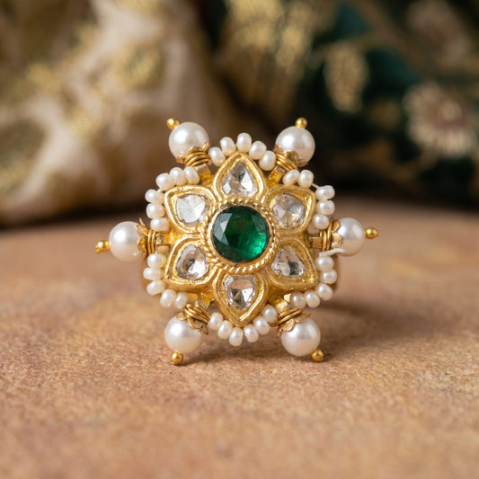 Jharoka Star ring green | Vama Gears