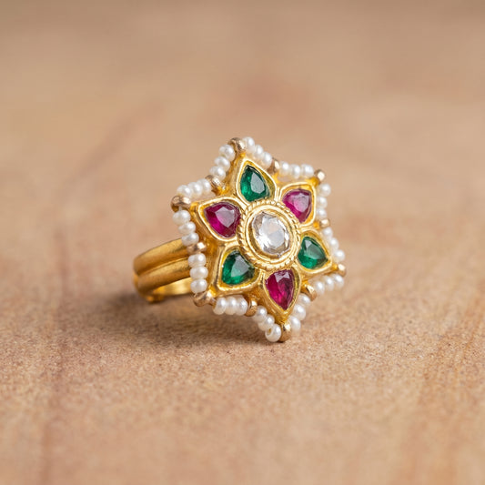 Jharoka Star ring multi color | Vama Gears