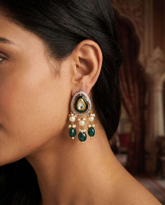 Jharoka Diamond earrings | Vama Gears