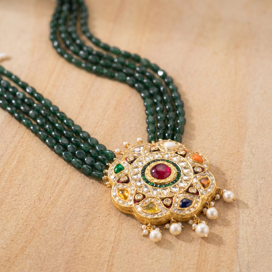 Jharoka Flower navaratan haar | Vama Gears