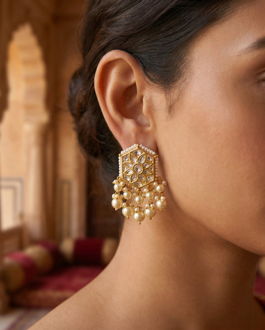 Jharoka Antique finishing earrings | Vama Gears