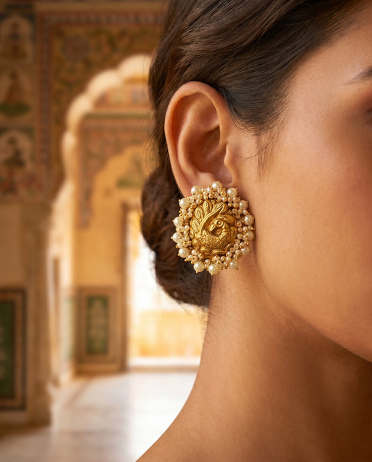 Jharoka Peacock earrings | Vama Gears