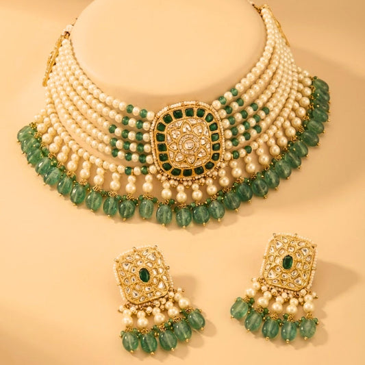 Jharoka Curved Sage Necklace Set