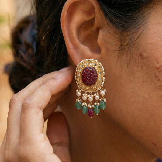 Jharoka Elliptical Opulent Studs
