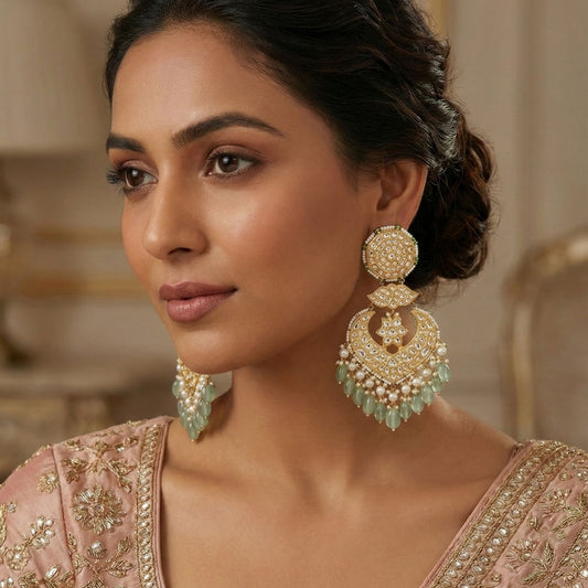 Jharoka Semi Circle Gold Shimmer Jhumka