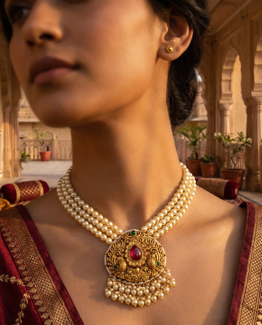 Jharoka Temple necklace | Vama Gears