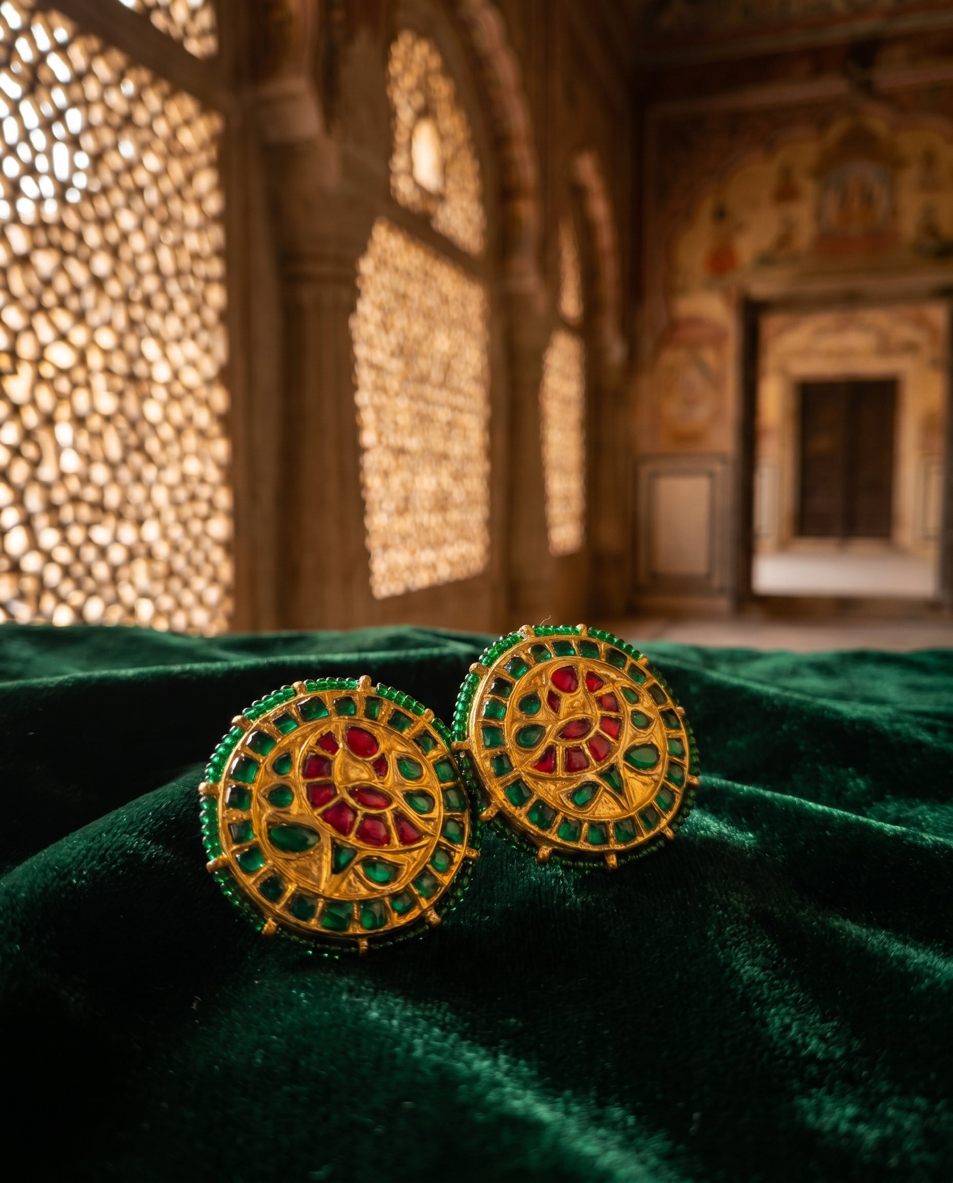 Jharoka Peacock studs | Vama Gears