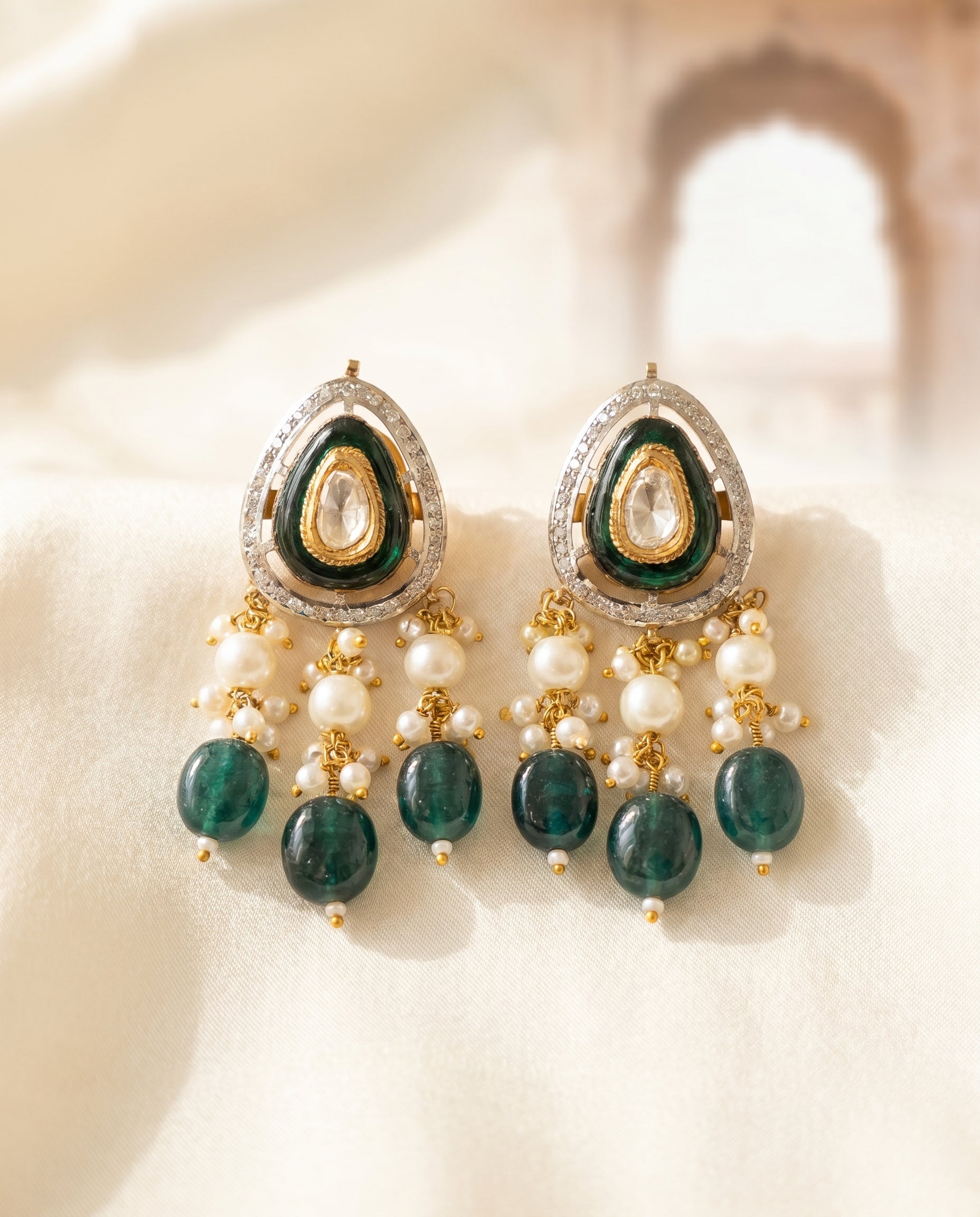 Jharoka Diamond earrings | Vama Gears