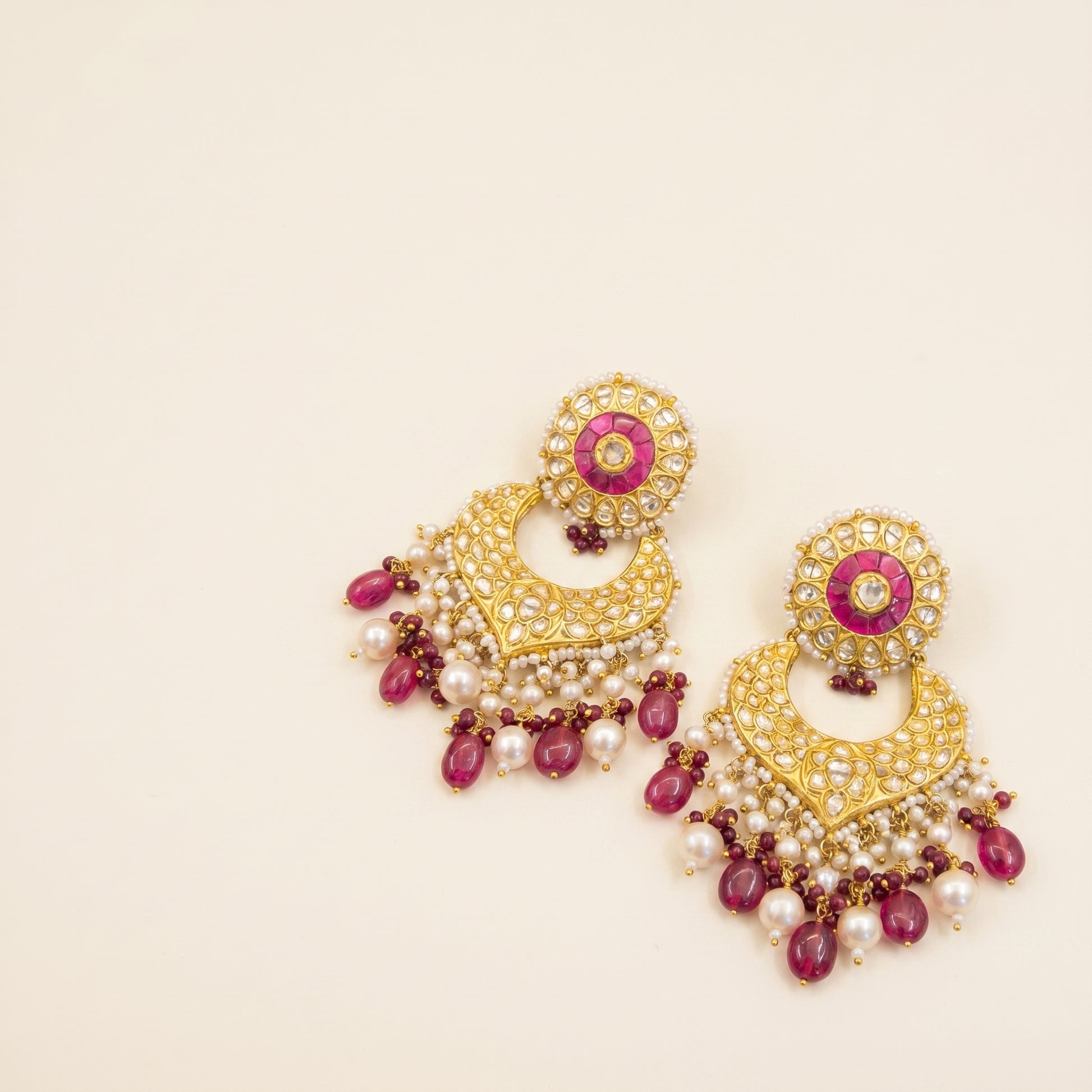 Jharoka Round pink chandballis | Vama Gears