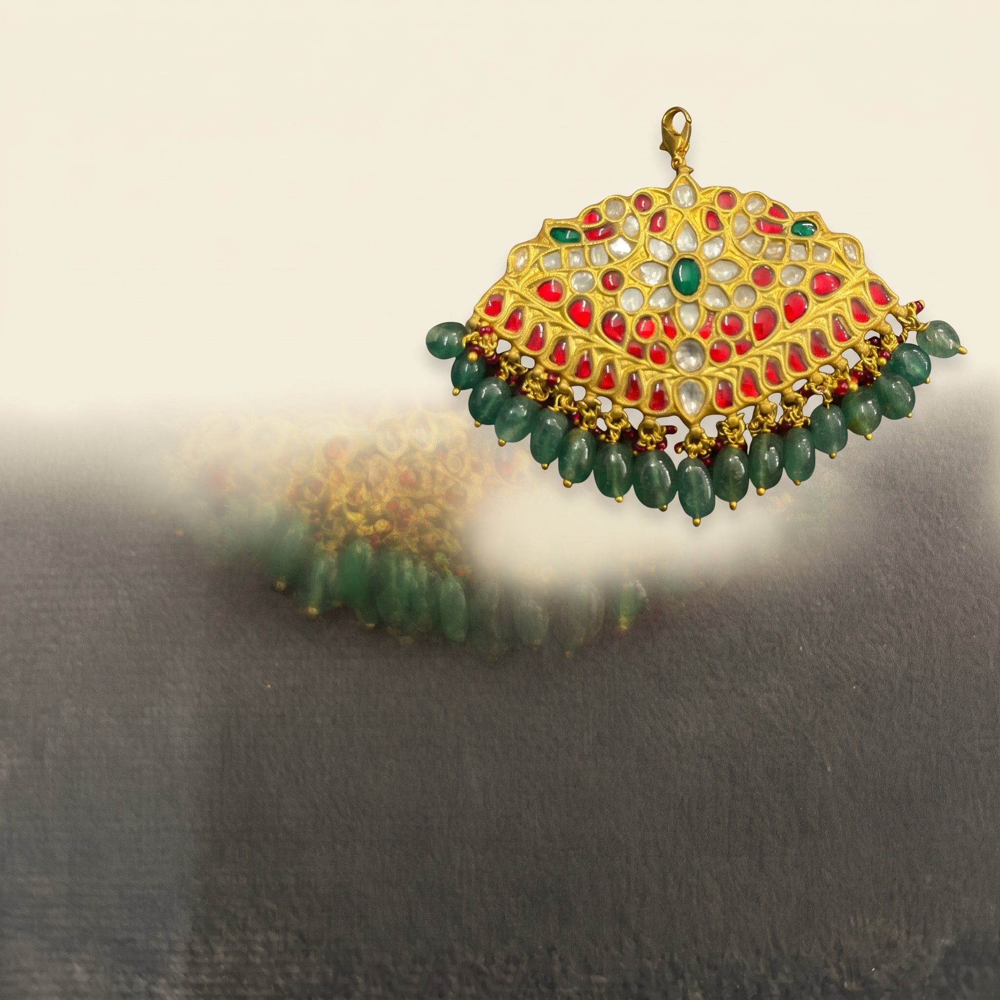 Handcrafted 22kt Gold Mango Pendant with 3 Carat Certified Syndicate Polki in Traditional Mango Keri Motif Thapa Work