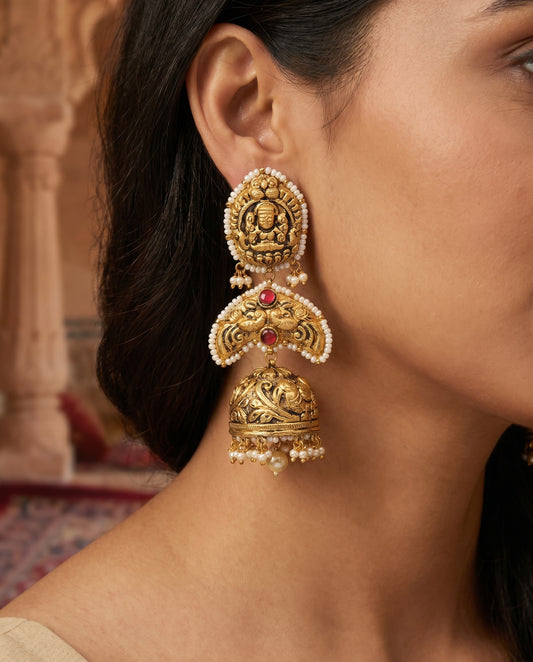 Jharoka Lakshmi temple jhumki | Vama Gears