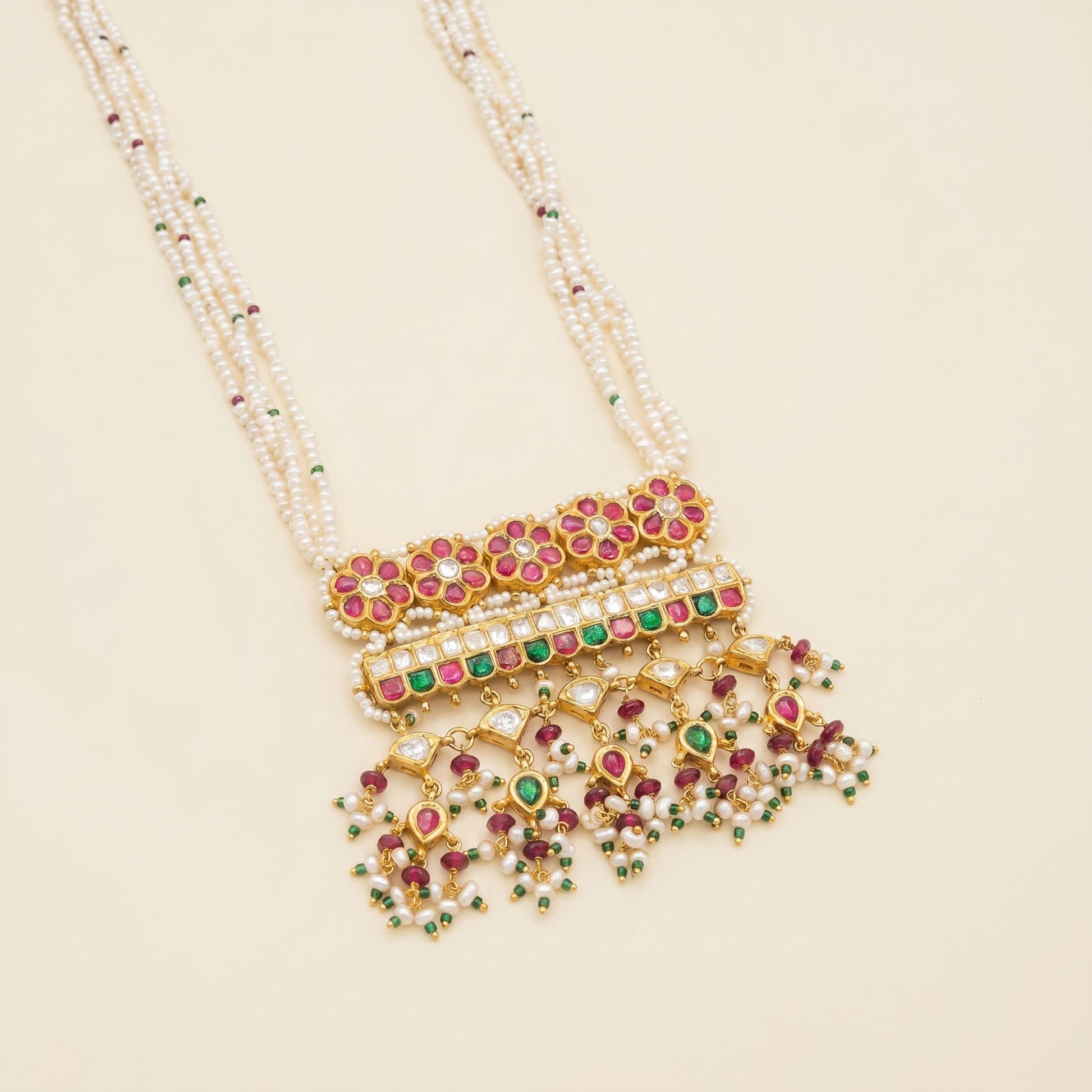 Jharoka Flower drops big pendant set | Vama Gears