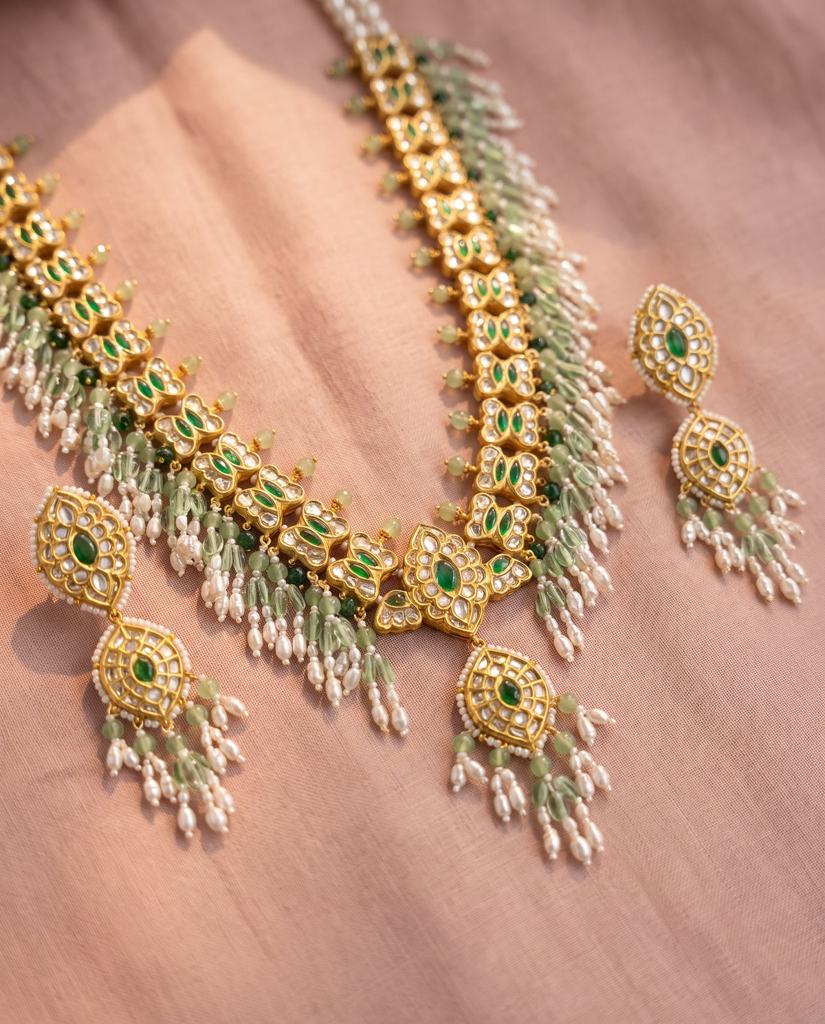 Handcrafted 22kt Gold Guttapusalu Necklace with 20 Carat Certified Syndicate Polki and Clustered Drops in Thapa Work
