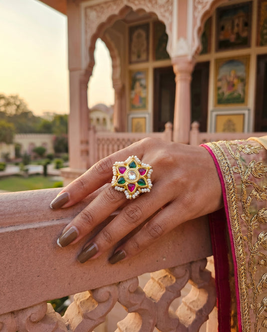 Jharoka Star ring multi color | Vama Gears