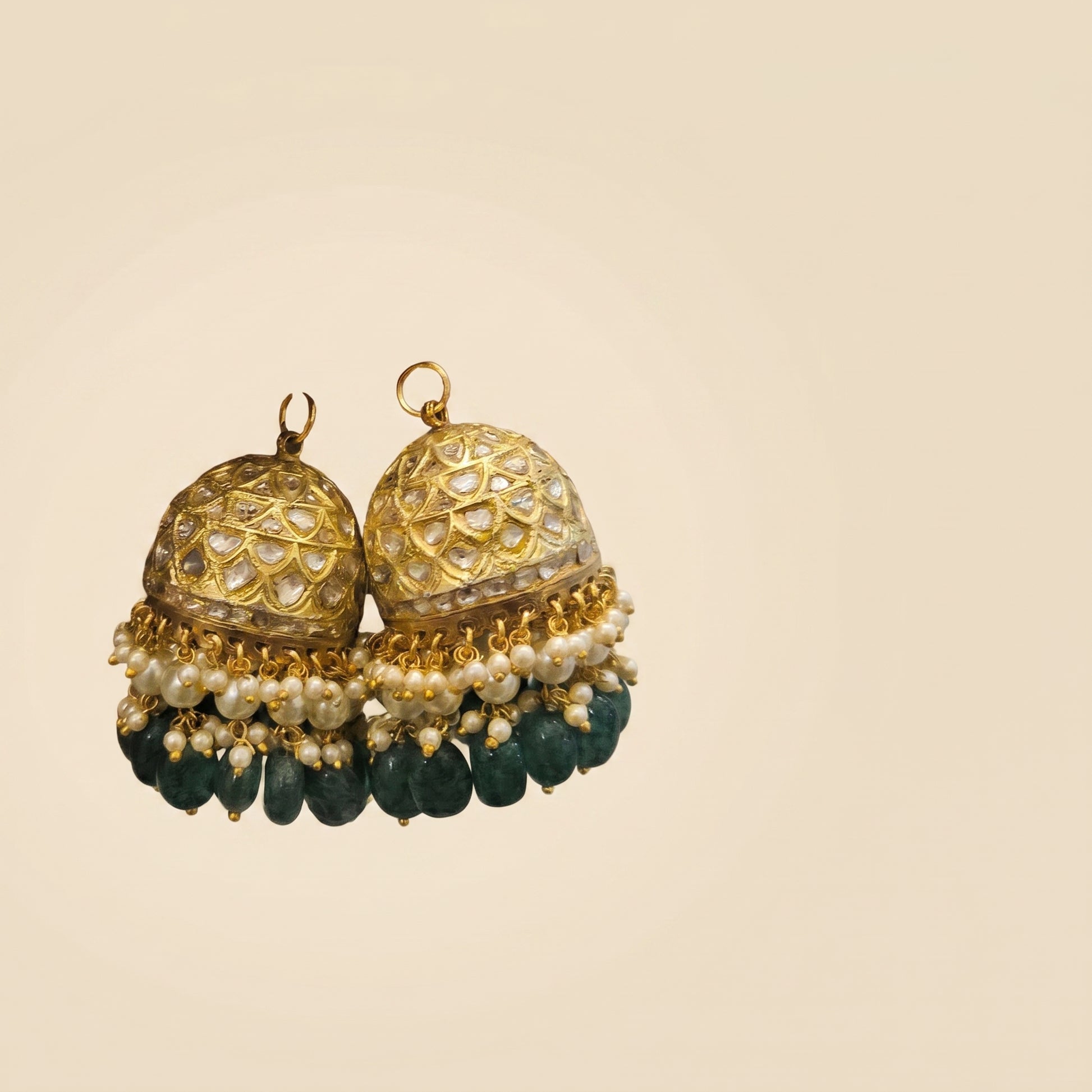 Jharoka White jhumkas | Vama Gears