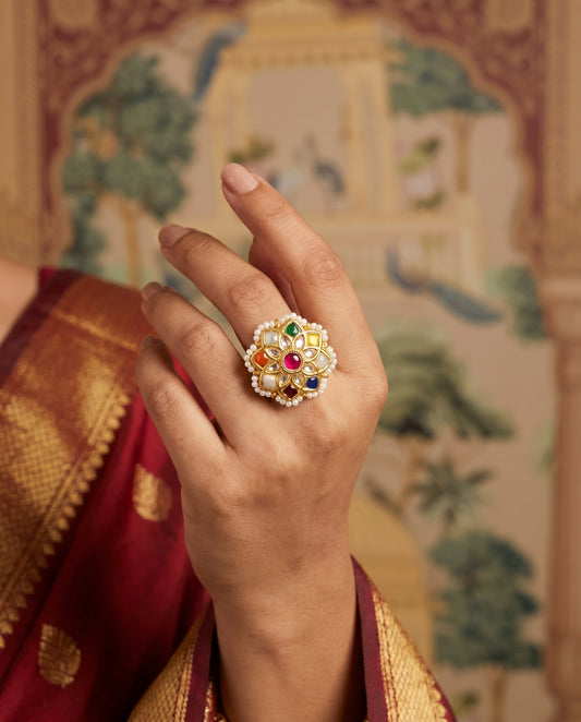 Jharoka Star navaratan ring | Vama Gears