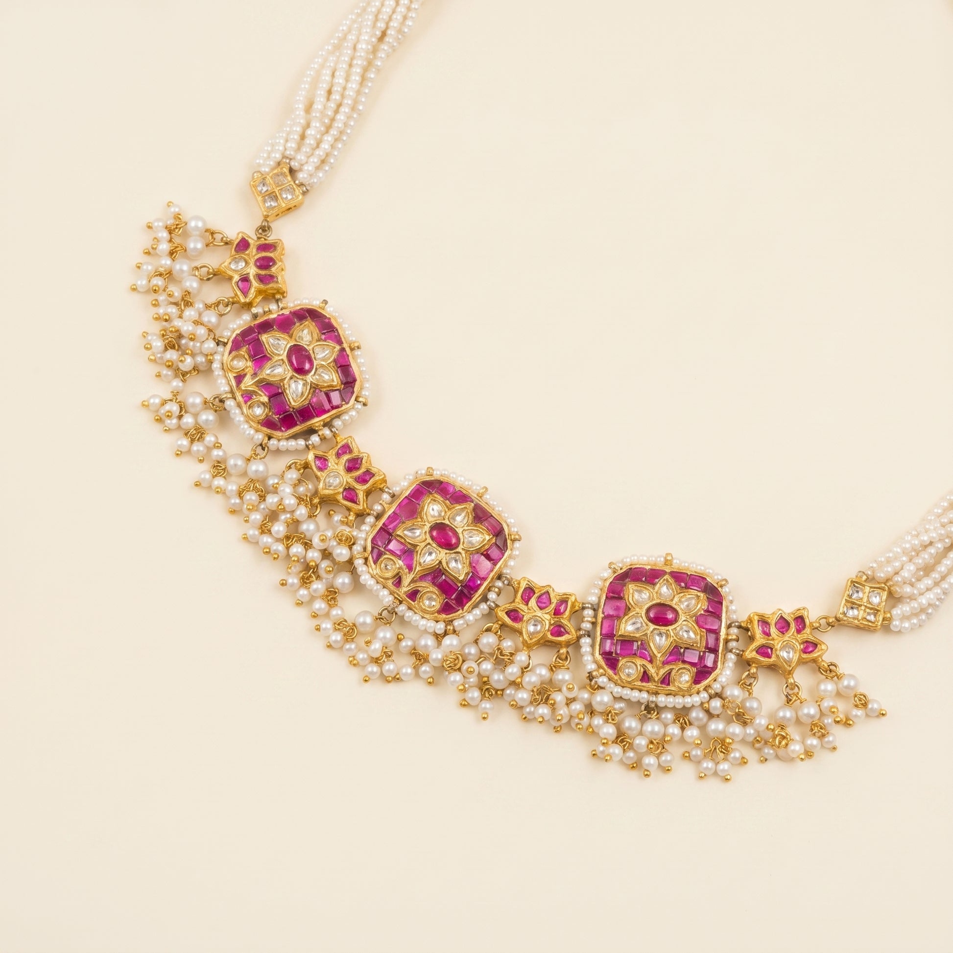 Jharoka Pink lotus set | Vama Gears