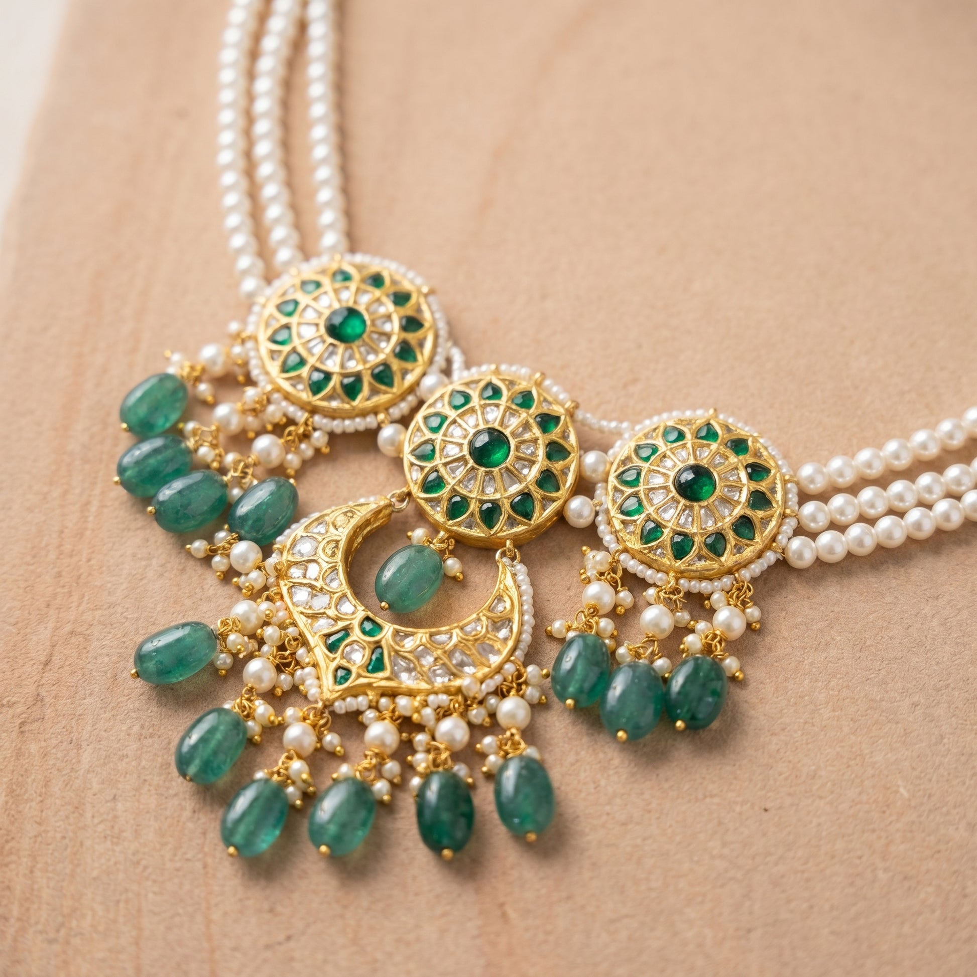 Jharoka Flower triangle drop pendant | Vama Gears