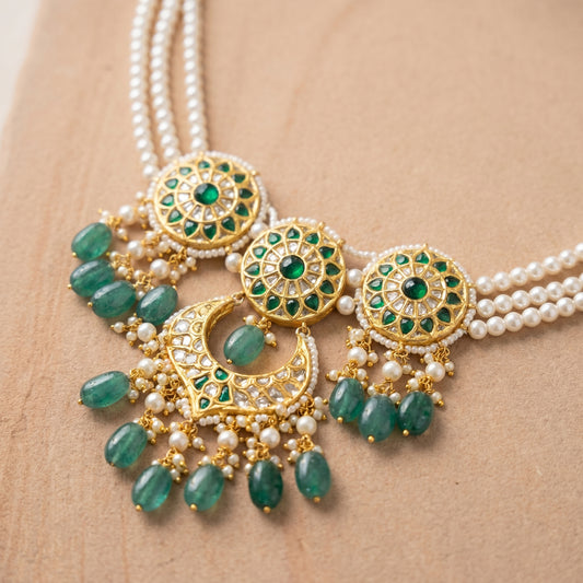 Jharoka Flower triangle drop pendant | Vama Gears