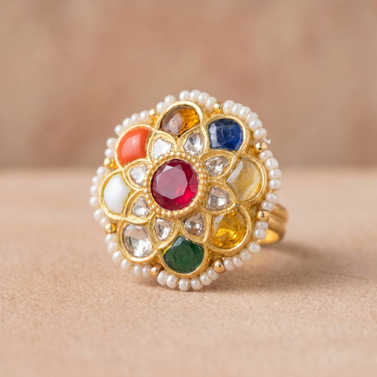 Jharoka Navaratan round ring | Vama Gears