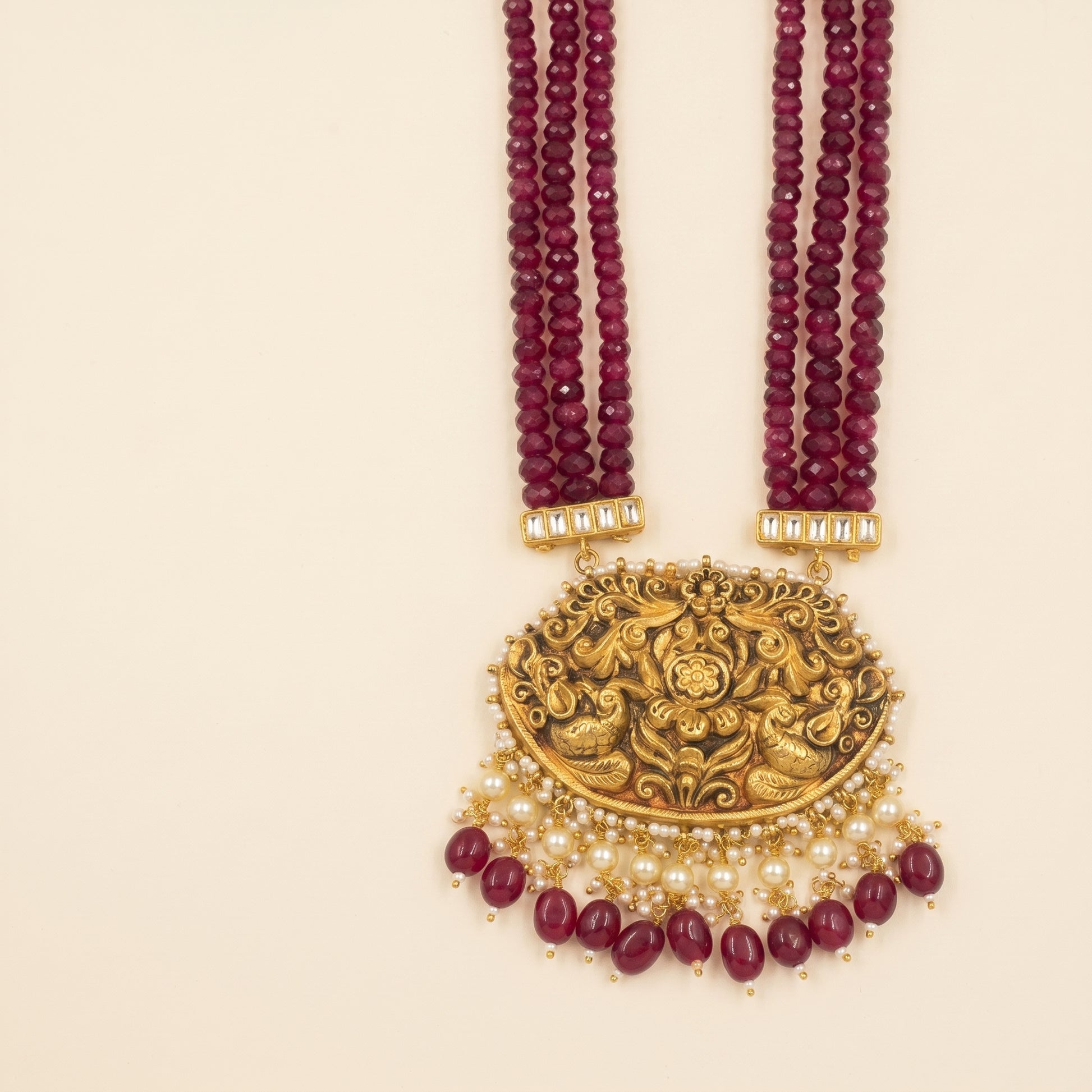 Handcrafted 22kt 916 Hallmarked Gold Temple Pendant with Traditional Temple Architecture Motif in Thapa Work