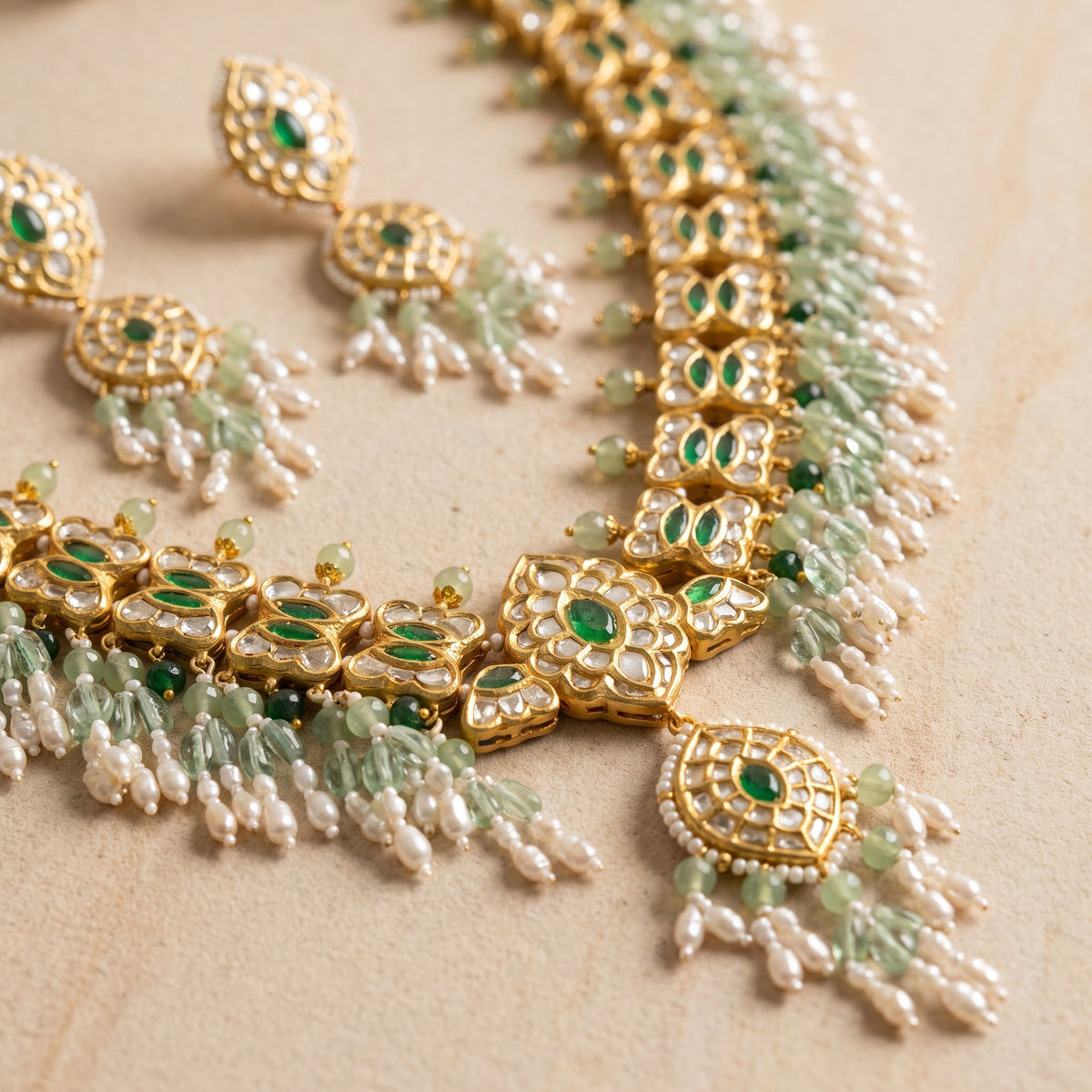 Handcrafted 22kt Gold Guttapusalu Necklace with 20 Carat Certified Syndicate Polki and Clustered Drops in Thapa Work