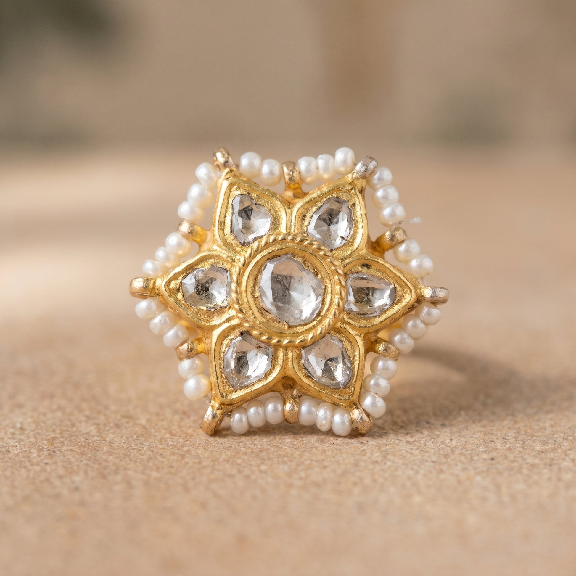 Jharoka Star ring white | Vama Gears