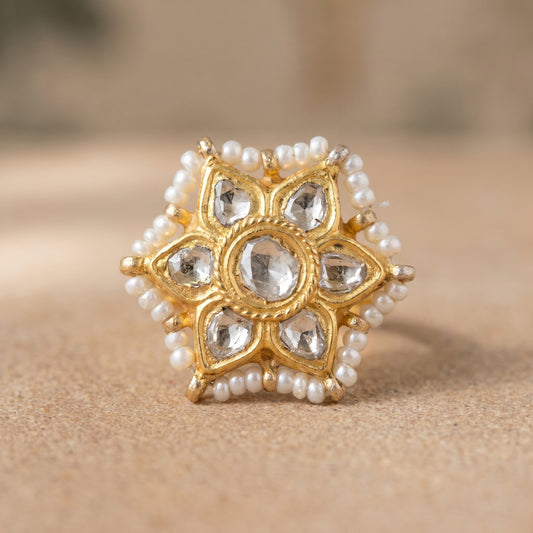 Jharoka Star ring white | Vama Gears