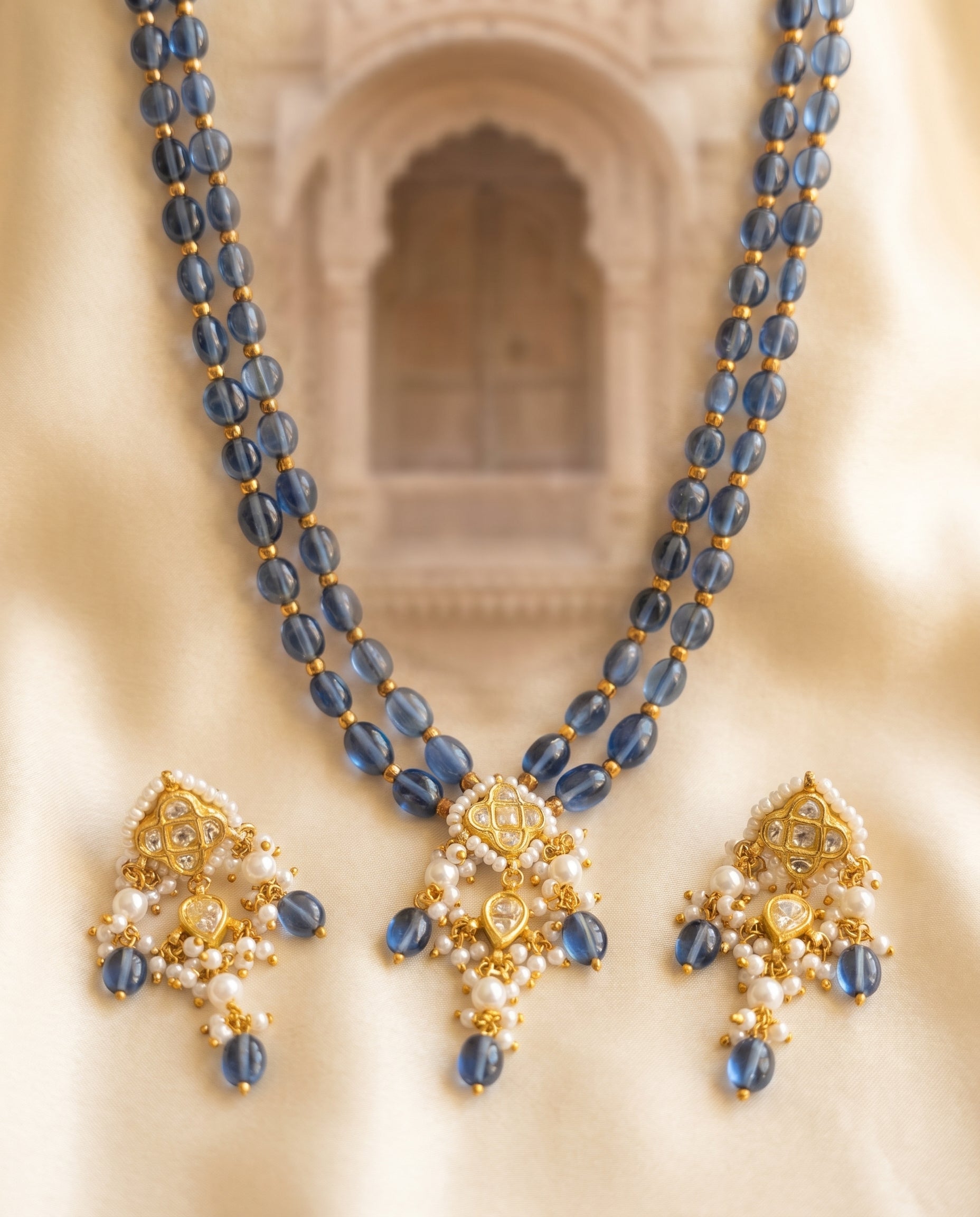 Jharoka Blue chowfully set | Vama Gears