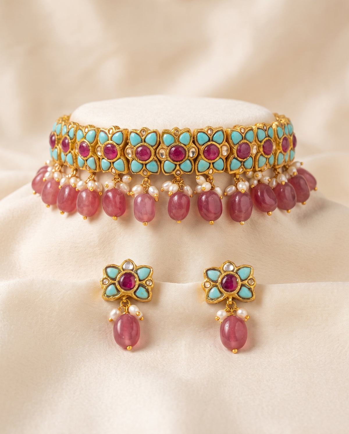 Handcrafted 22kt Gold Titli Chitki Choker Set with 4 Carat Certified Syndicate Polki and Butterfly Motif in Lightweight Gold Sheet Work