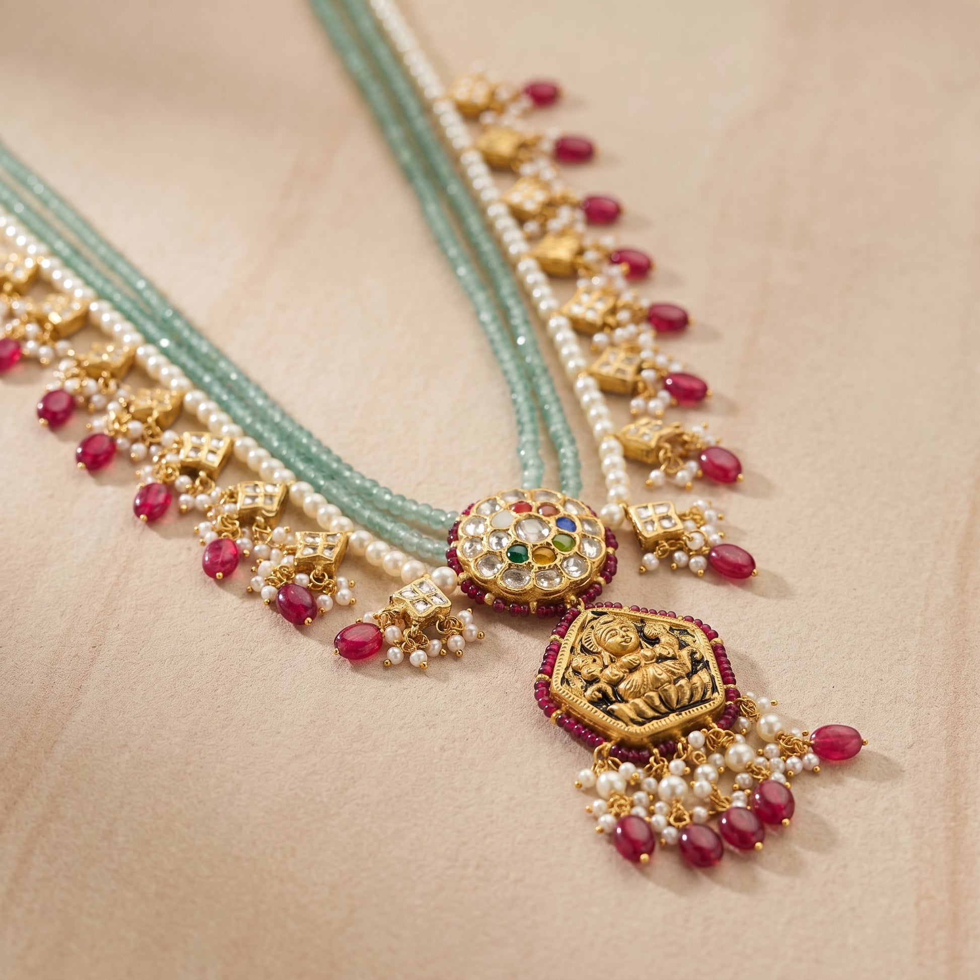 Jharoka Ek lada with lakshmi necklace | Vama Gears