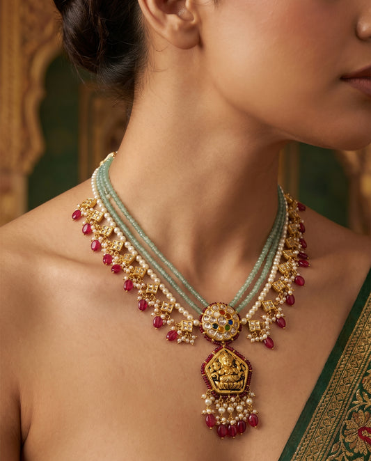 Jharoka Ek lada with lakshmi necklace | Vama Gears
