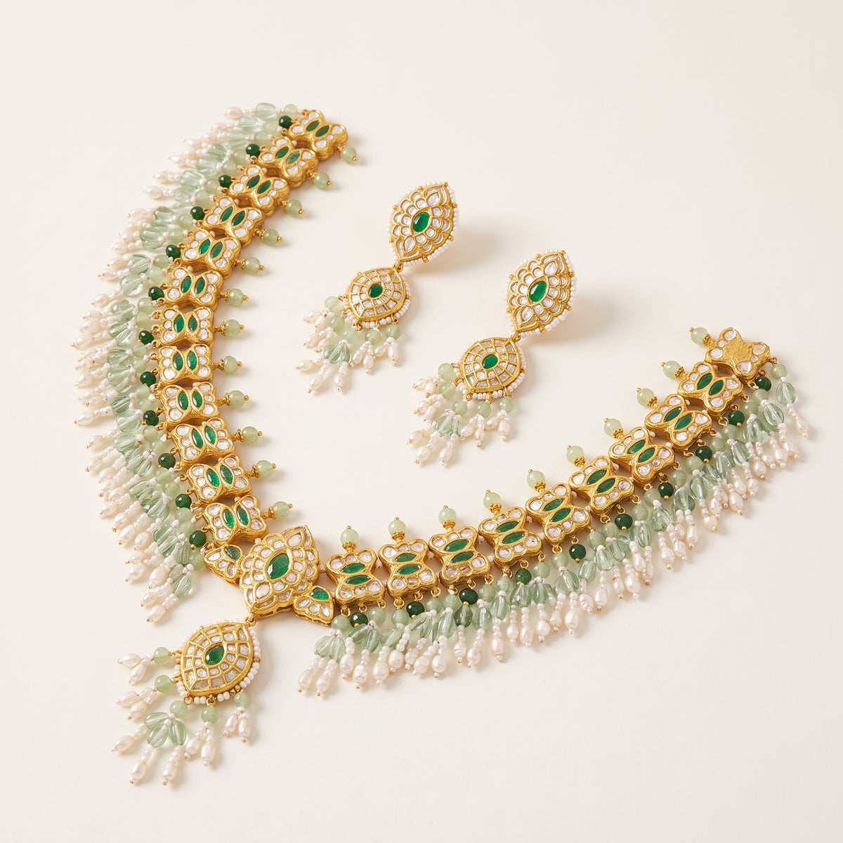 Handcrafted 22kt Gold Guttapusalu Necklace with 20 Carat Certified Syndicate Polki and Clustered Drops in Thapa Work