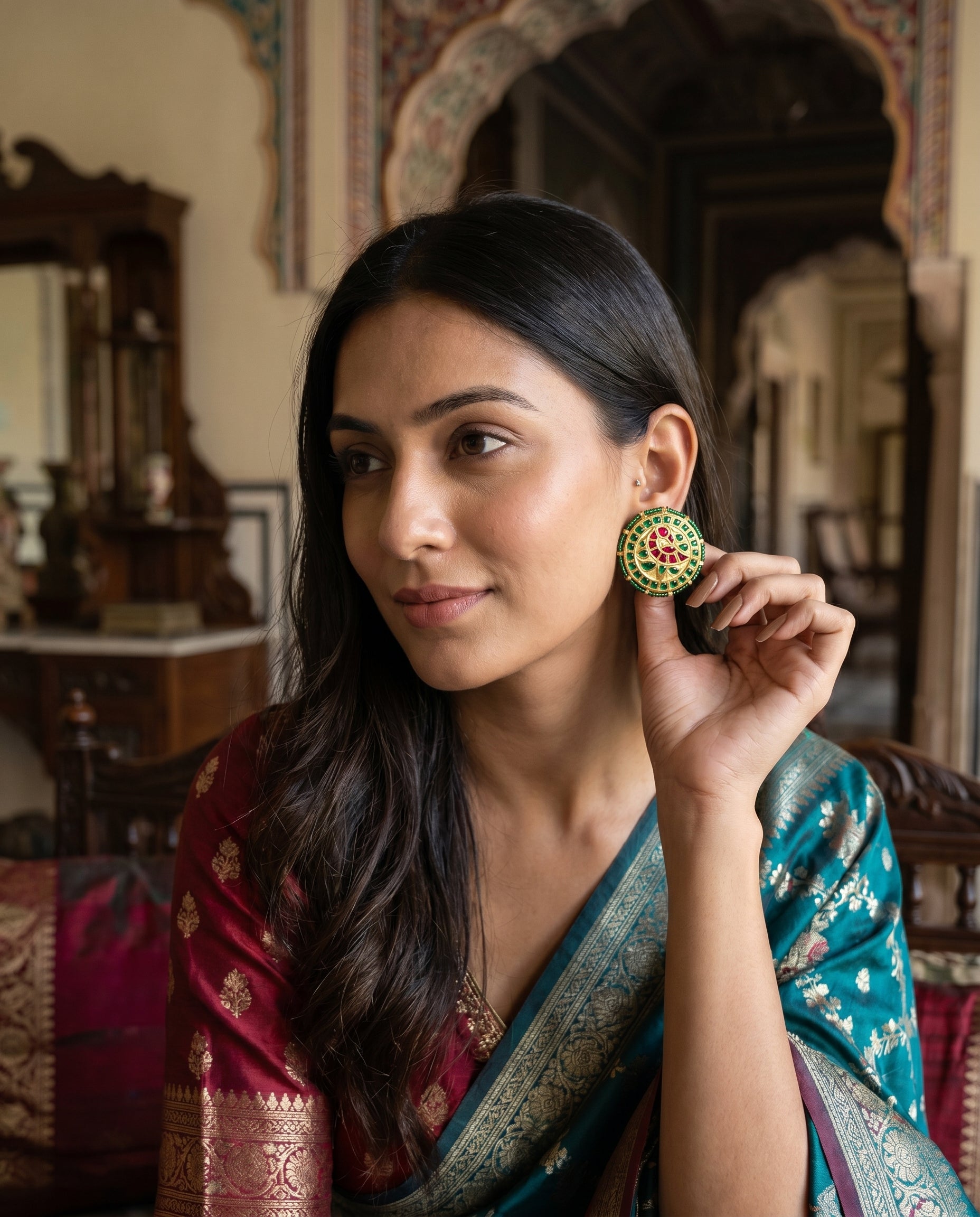 Jharoka Peacock studs | Vama Gears