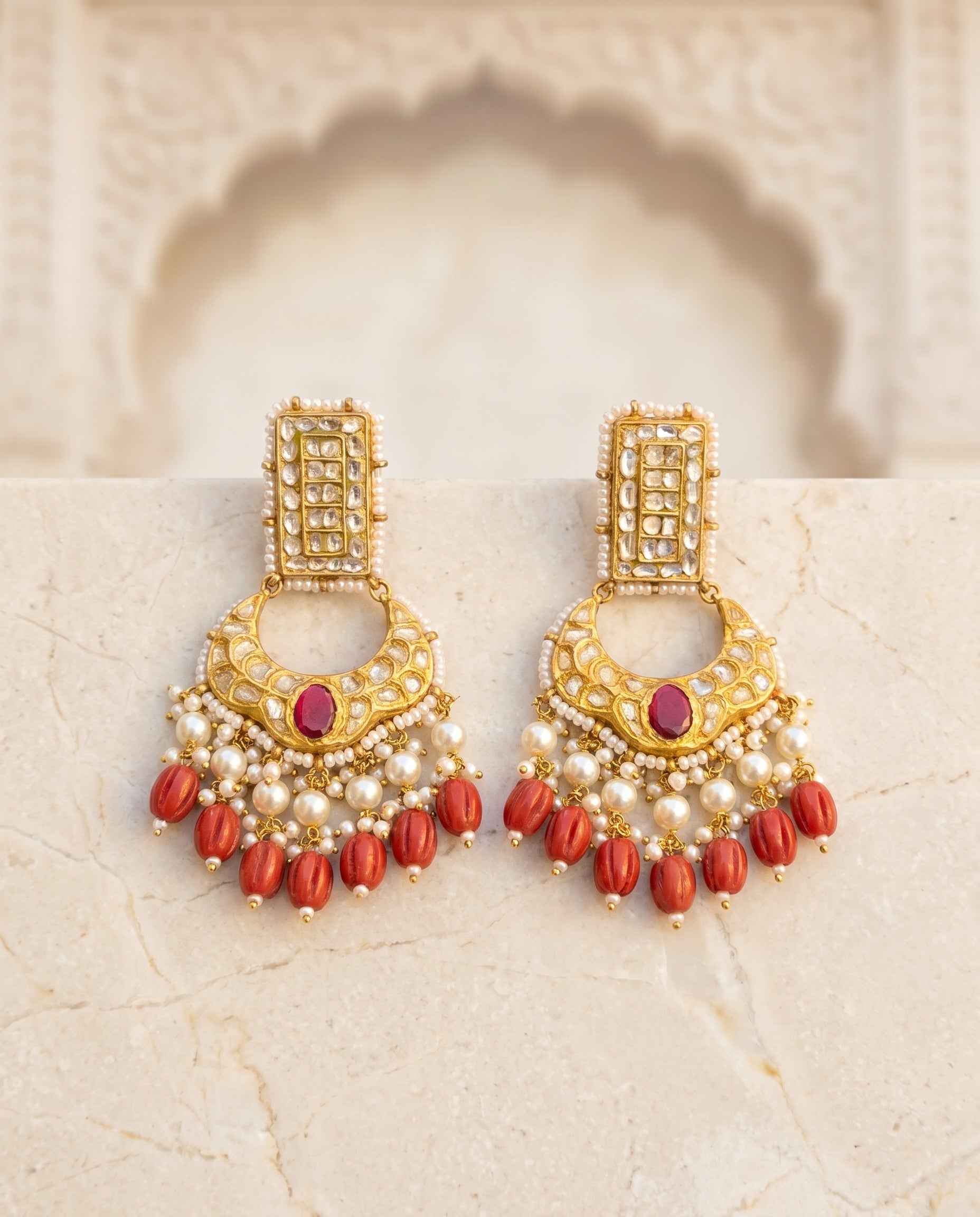 Jharoka Brick shape coral chandballis | Vama Gears