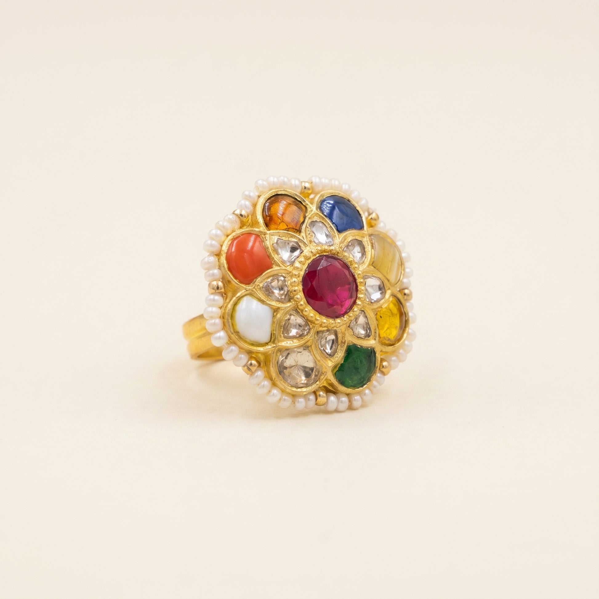 Jharoka Navaratan round ring | Vama Gears