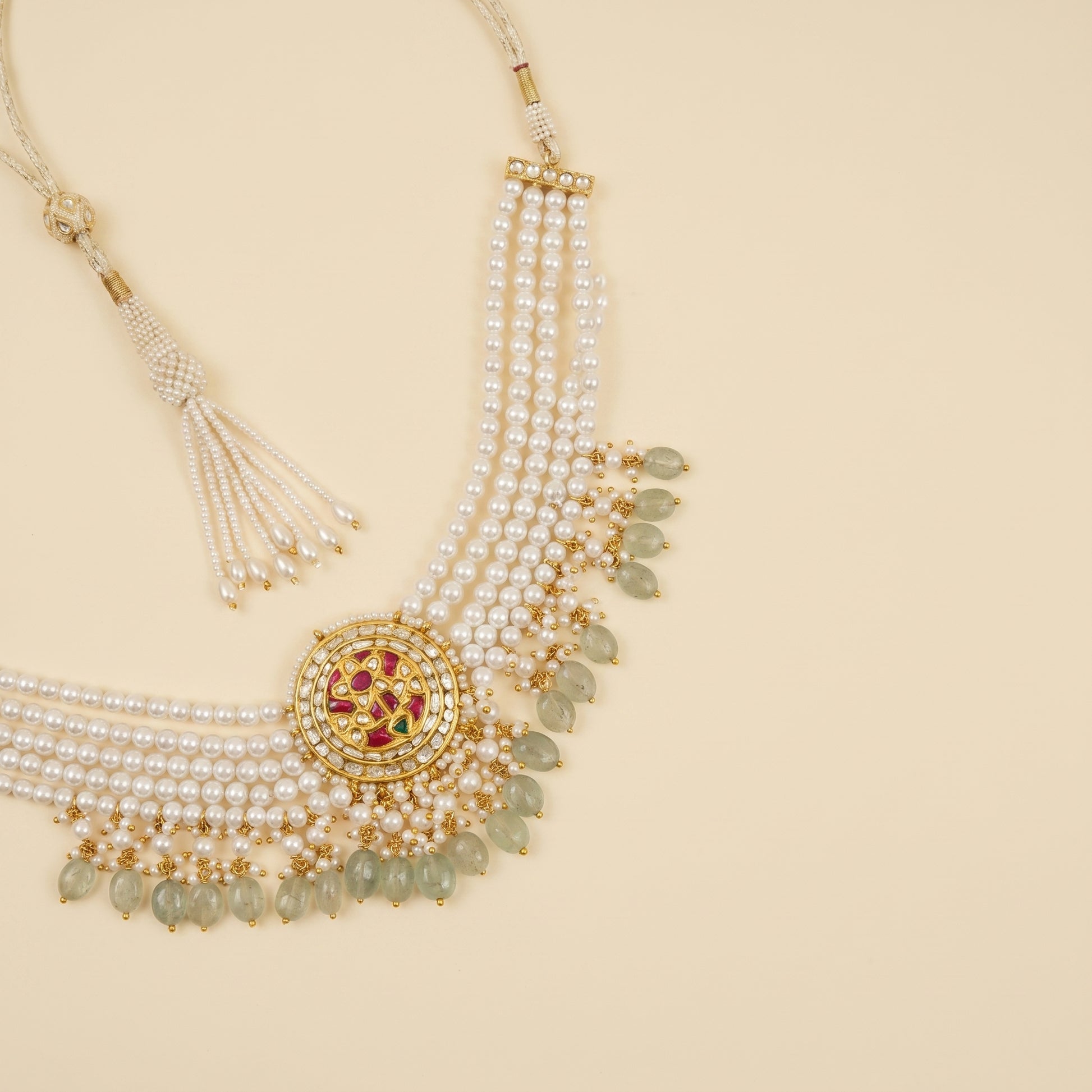 Jharoka Red pearl choker | Vama Gears