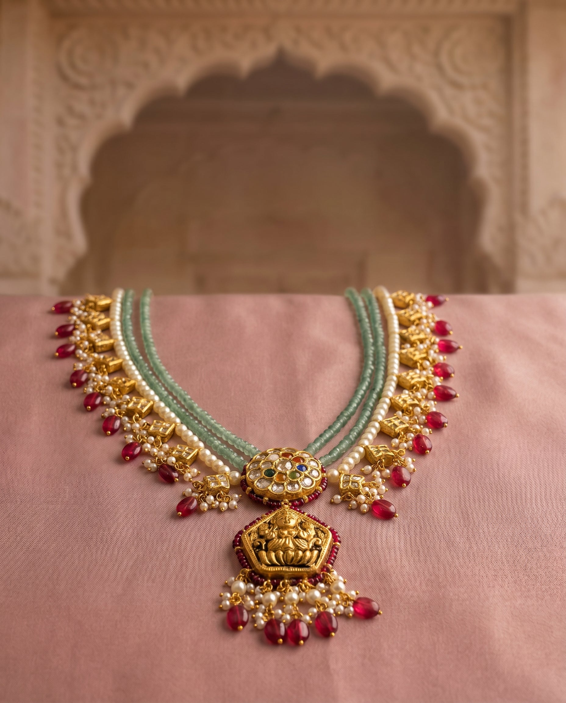 Jharoka Ek lada with lakshmi necklace | Vama Gears