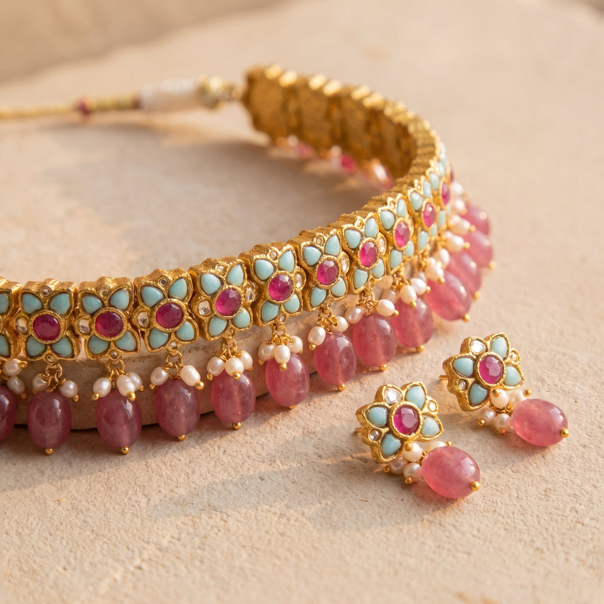 Handcrafted 22kt Gold Titli Chitki Choker Set with 4 Carat Certified Syndicate Polki and Butterfly Motif in Lightweight Gold Sheet Work
