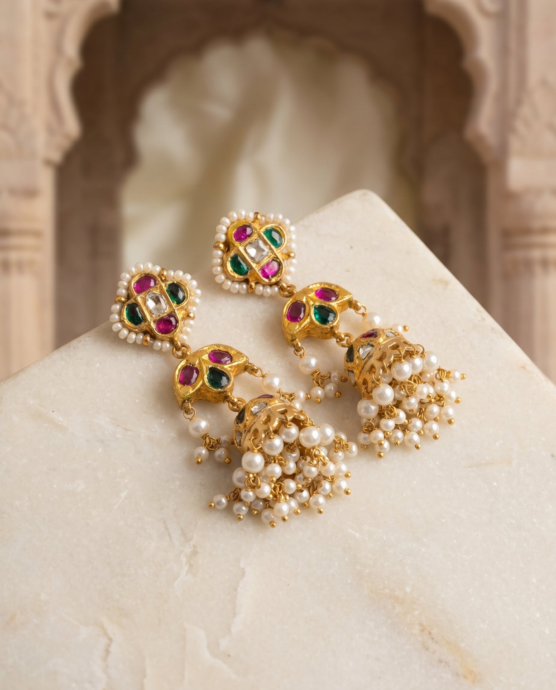 Jharoka Multi color jhumkis | Vama Gears