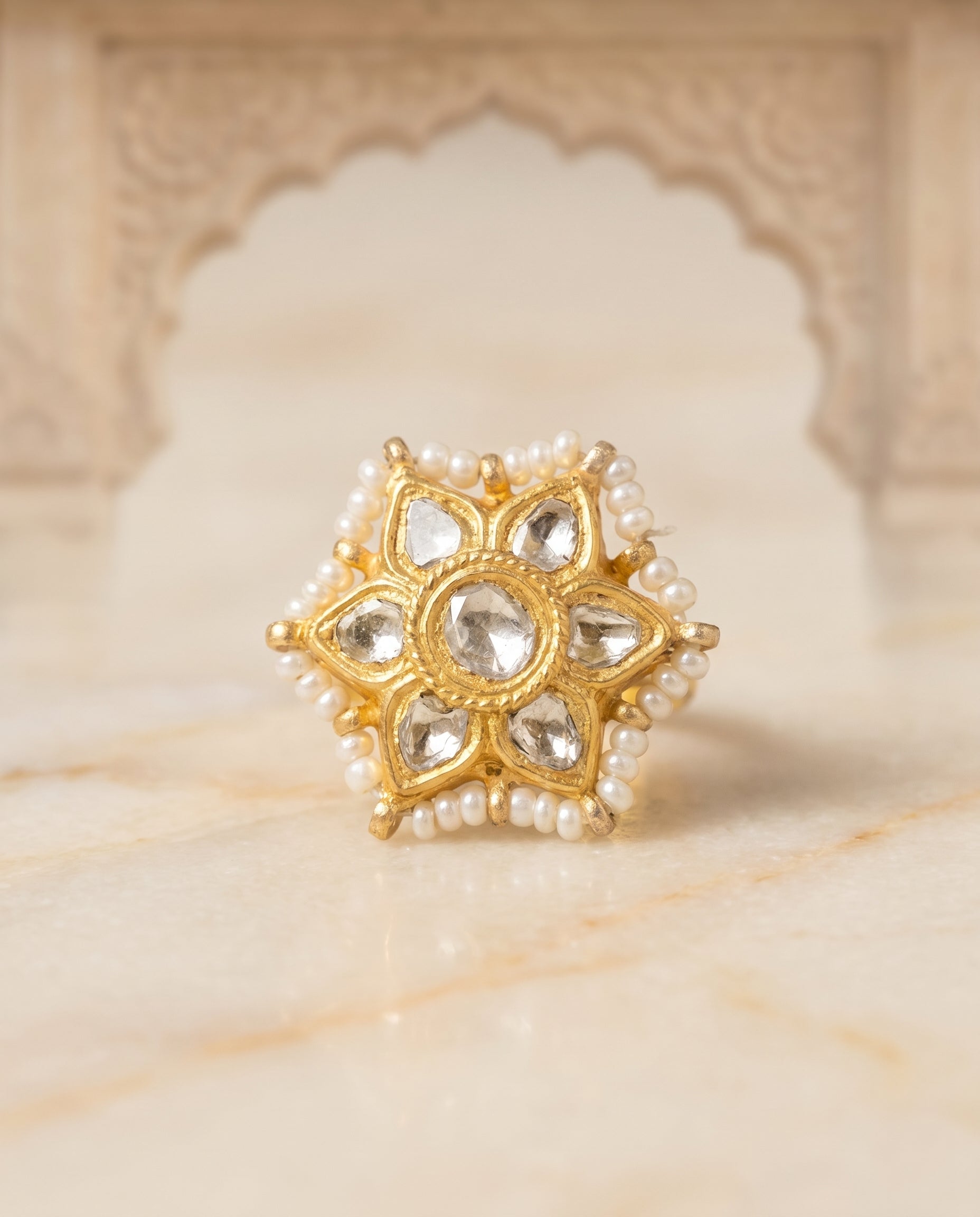 Jharoka Star ring white | Vama Gears