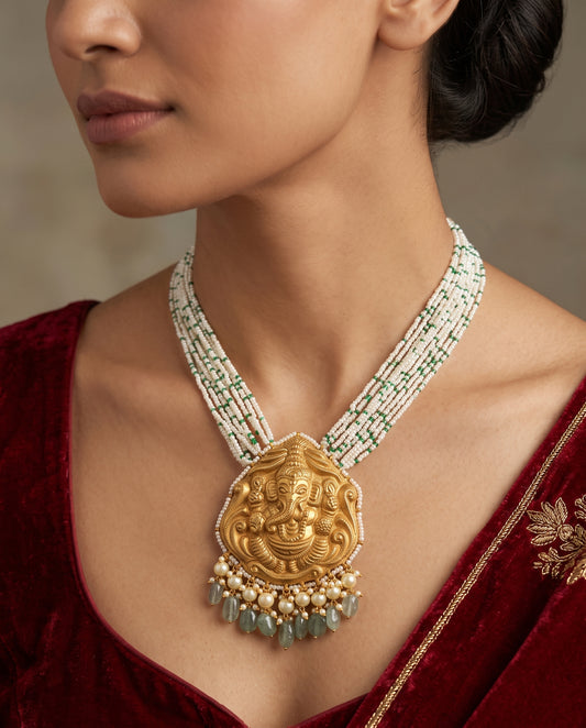 Handcrafted 22kt 916 Hallmarked Gold Ganesh Pendant with Lord Ganesha Motif in Traditional Thapa Work