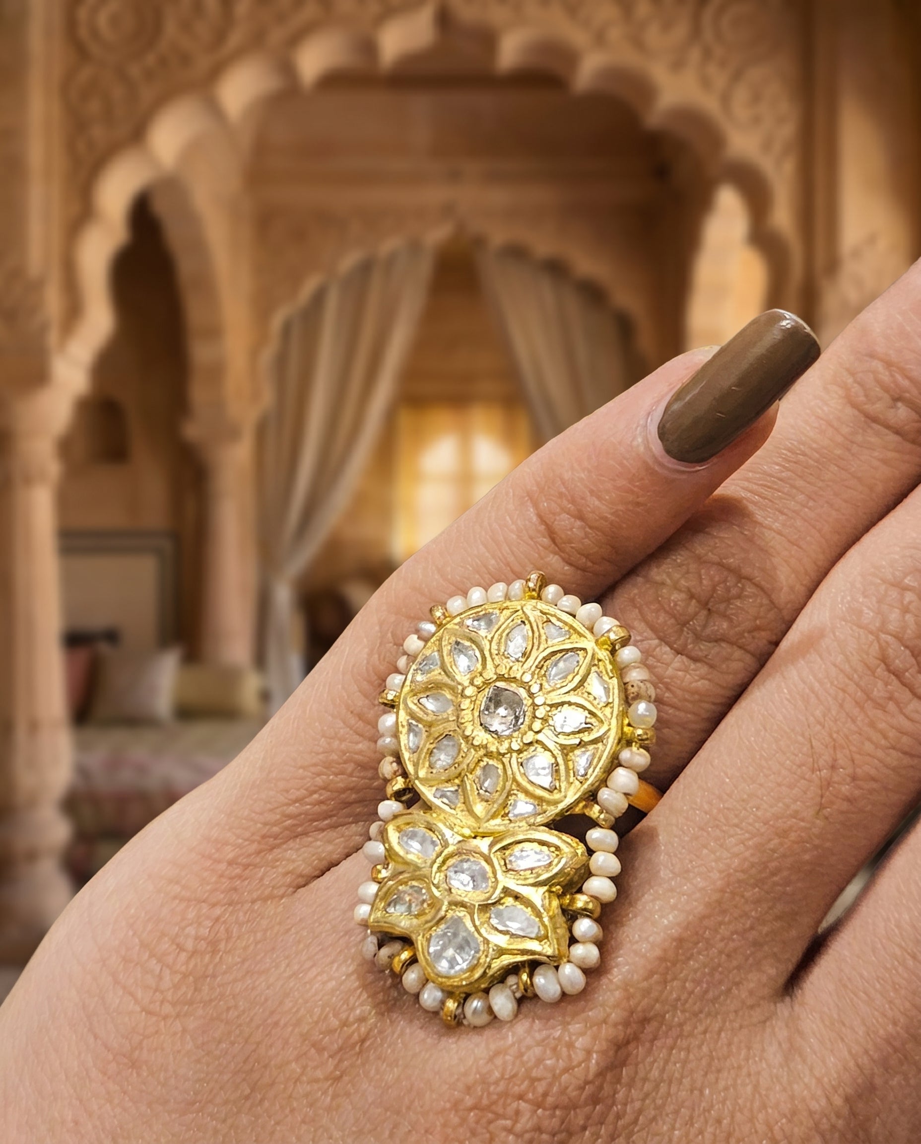 Jharoka Star ring flower | Vama Gears